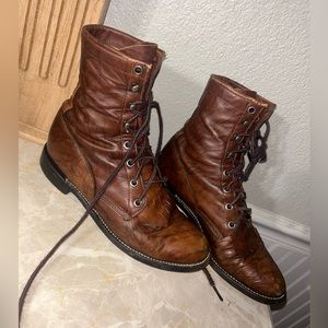 Leather Justin lace up boots